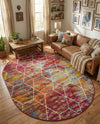 Trellis Mosaic Collection Area Rug - Arborville (Multi) Oval Multi  lifestyle 83