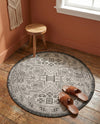 Tribal Terrace Treasures Collection Area Rug - Mayan Marina (Charcoal Gray) Round Charcoal Gray  lifestyle 56