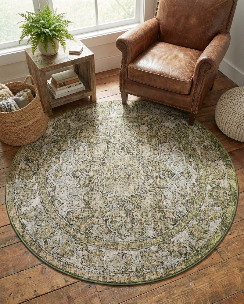 Savannah Soiree Collection Area Rug -  Everglade (Green) Round Green  lifestyle 27