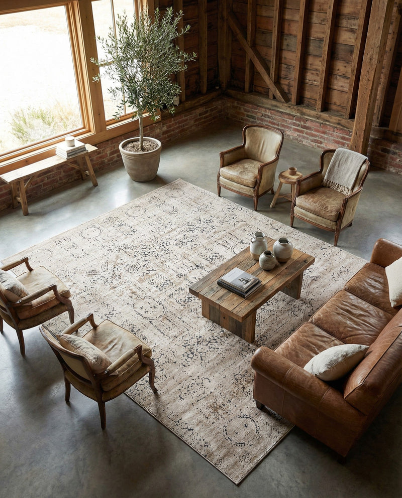 Coastal Manor Collection Area Rug -  Wavecrest Rectangle Beige  lifestyle 7
