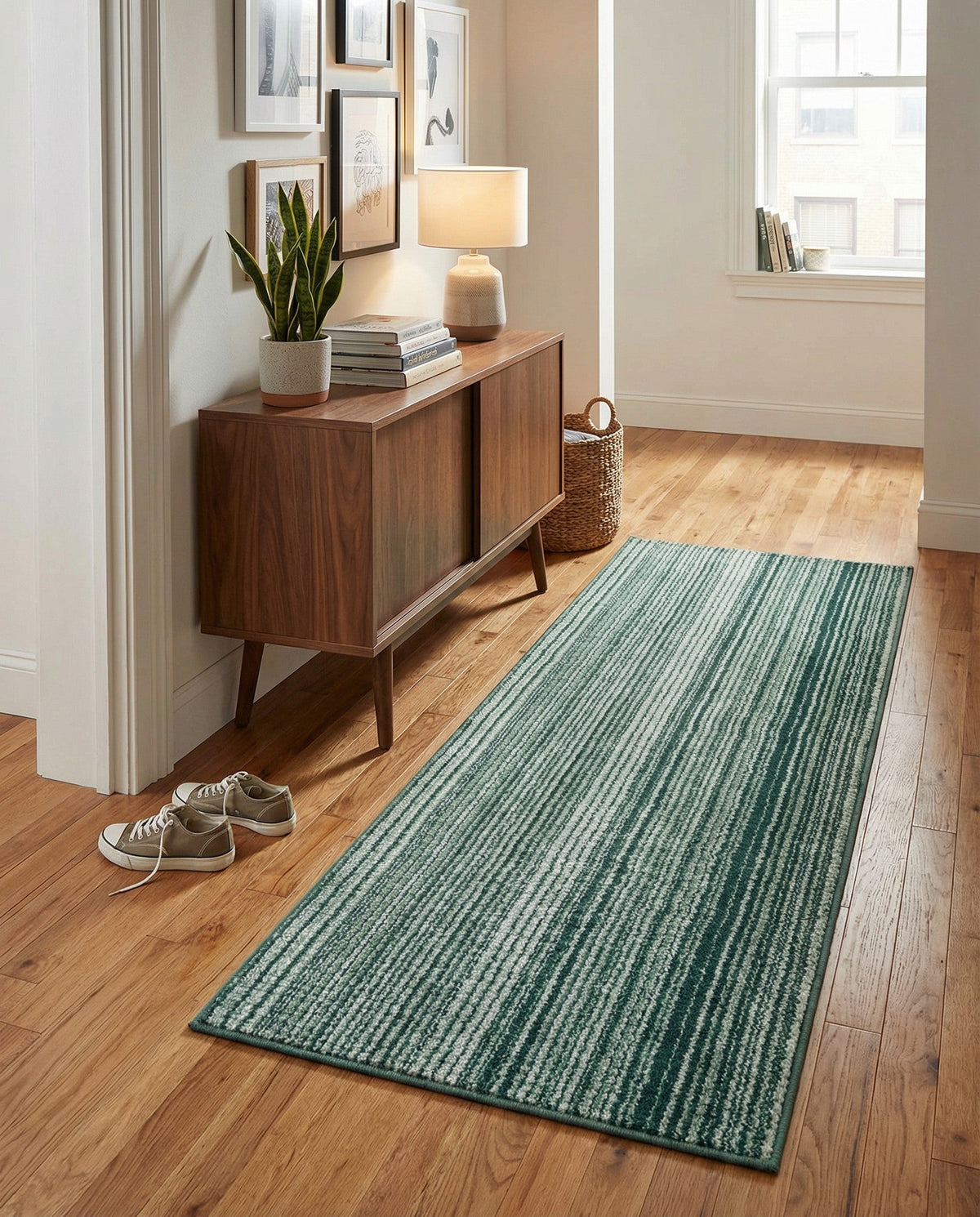 Jewel Oasis Collection Area Rug - Sapphire (Green) Runner Green  lifestyle 118