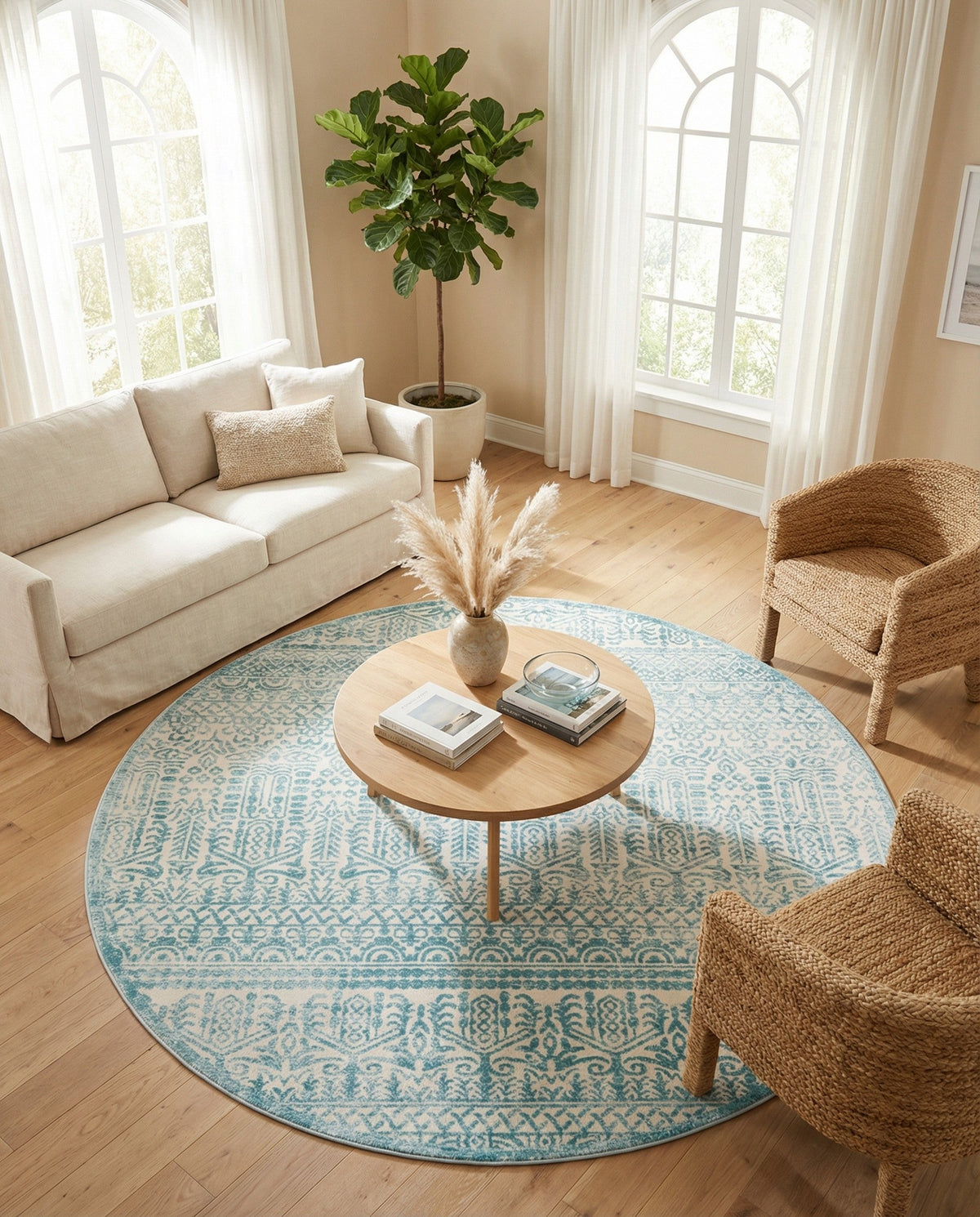 Metro Heights Collection Area Rug -  Chelsea Round Teal  lifestyle 149