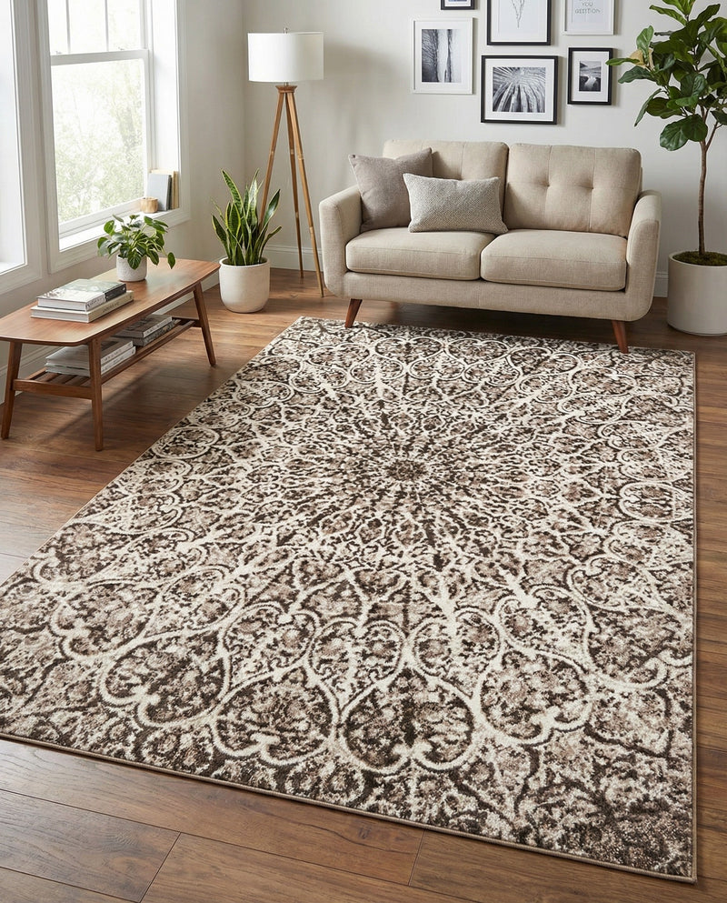 Riviera Elegance Collection Area Rug -  Eze Rectangle Brown  lifestyle 8