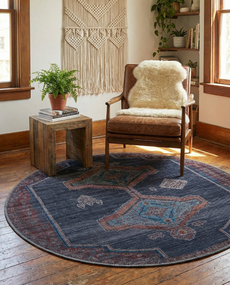Rovaniemi Collection Area Rug - Lapland Round Charcoal and Gray  lifestyle 67