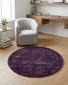 Solid Shag Seaside Collection Area Rug - Azure Cove (Violet) Round Violet  lifestyle 32