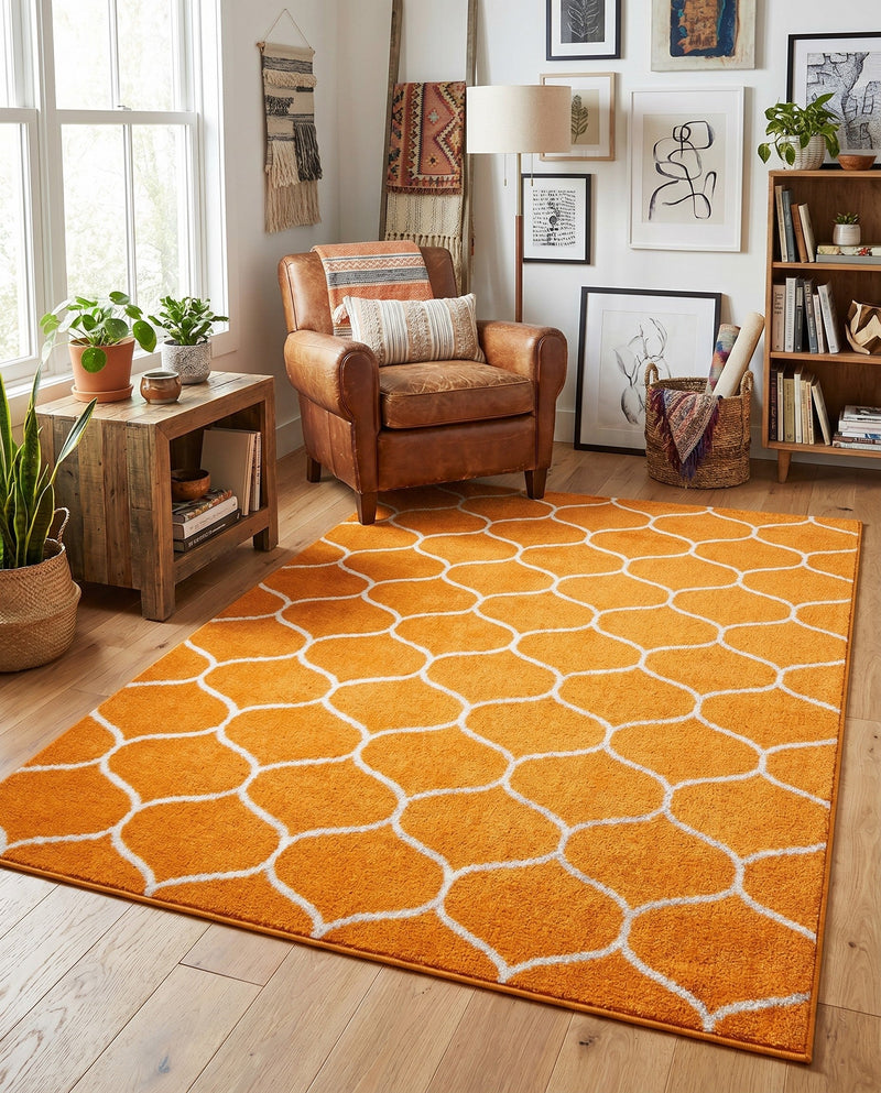 Trellis Mosaic Collection Area Rug -  Pergolatown (Orange) Rectangle Orange  lifestyle 16