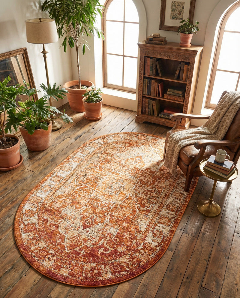 Savannah Soiree Collection Area Rug -  Everglade (Rust Red) Oval Rust Red  lifestyle 76