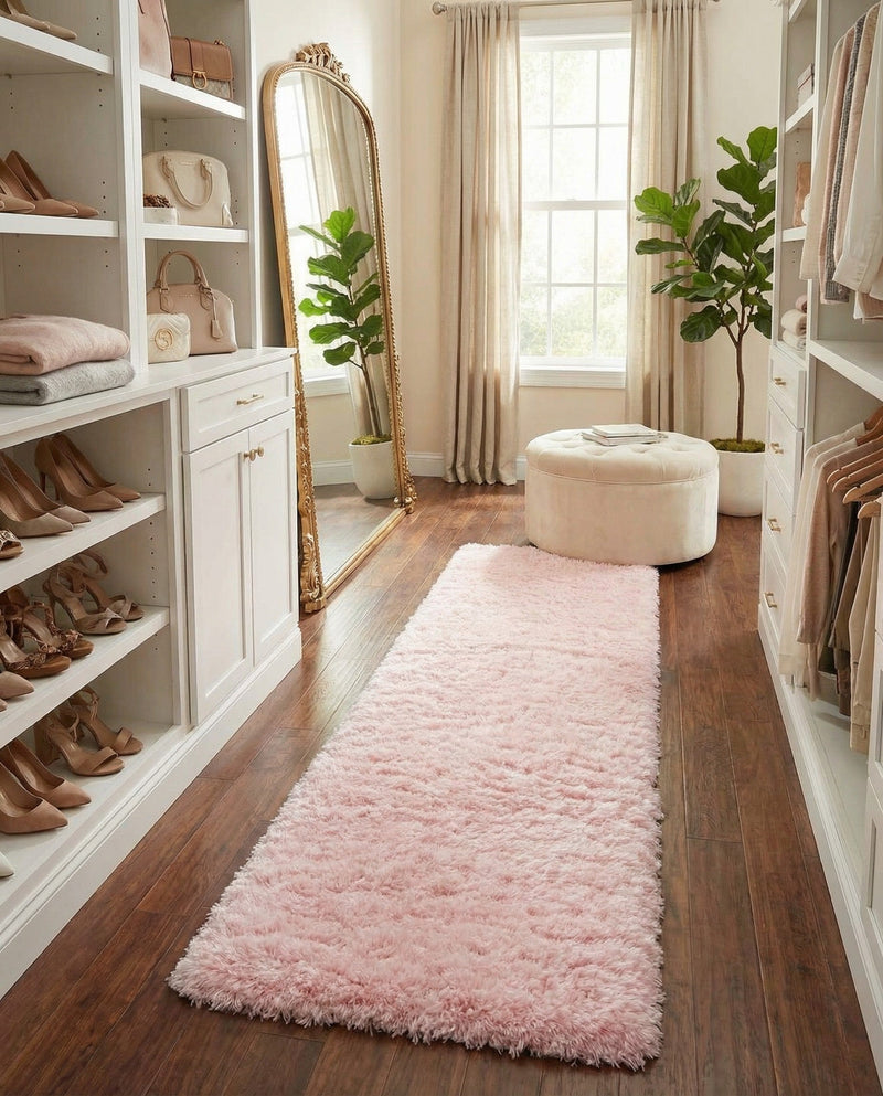Eternal Plush Oasis Collection Area Rug -  Tranquility (Pink Lace) Runner Pink Lace  lifestyle 72
