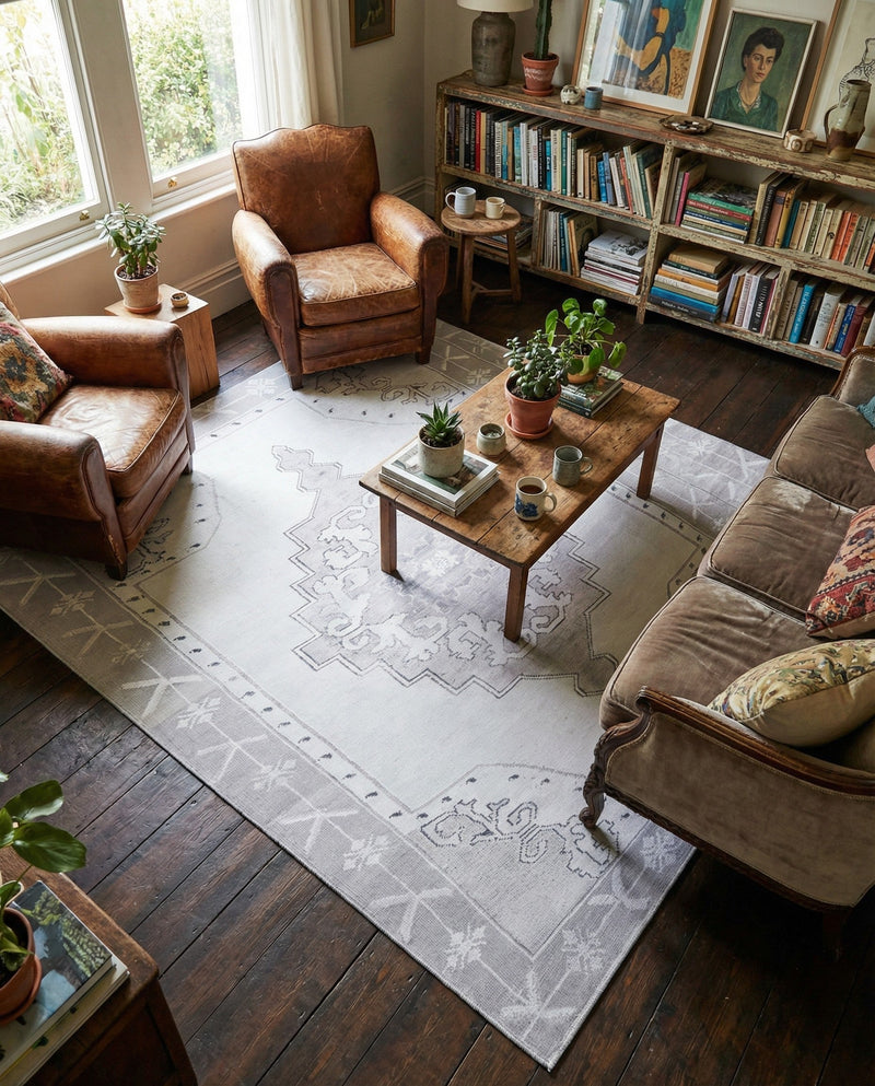 Heritage Elegance Collection Area Rug -  Winterthur (white Gray) Rectangle white Gray  lifestyle 14