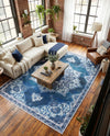 Baroque Era Collection Area Rug - Versailles (Navy Blue) Rectangle Navy Blue  lifestyle 12