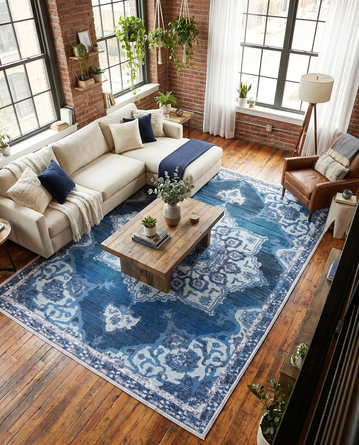 Baroque Era Collection Area Rug - Versailles (Navy Blue) Rectangle Navy Blue  lifestyle 12