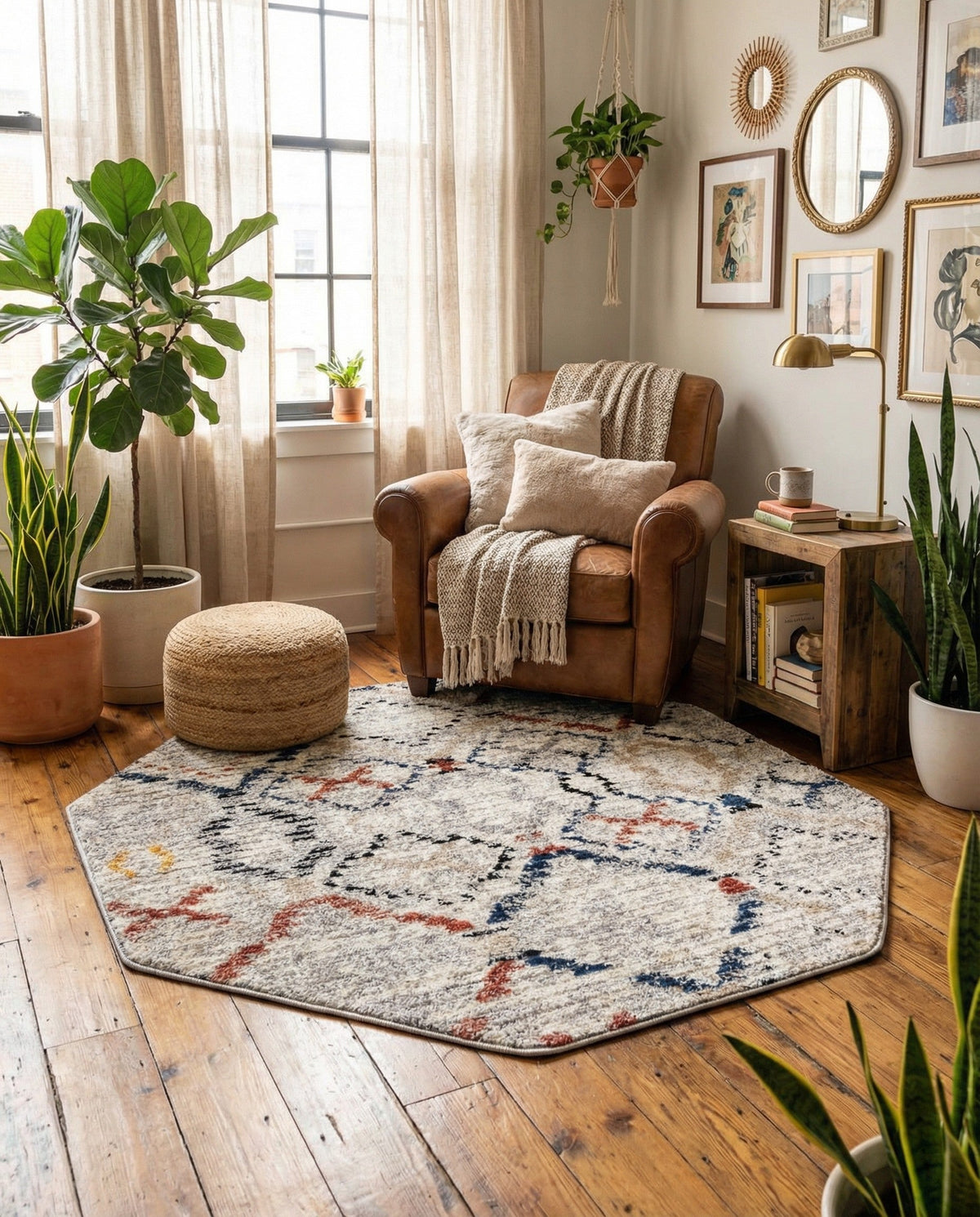 Santa Fe Trails Collection Area Rug - Canyon Octagon Multi  lifestyle 110