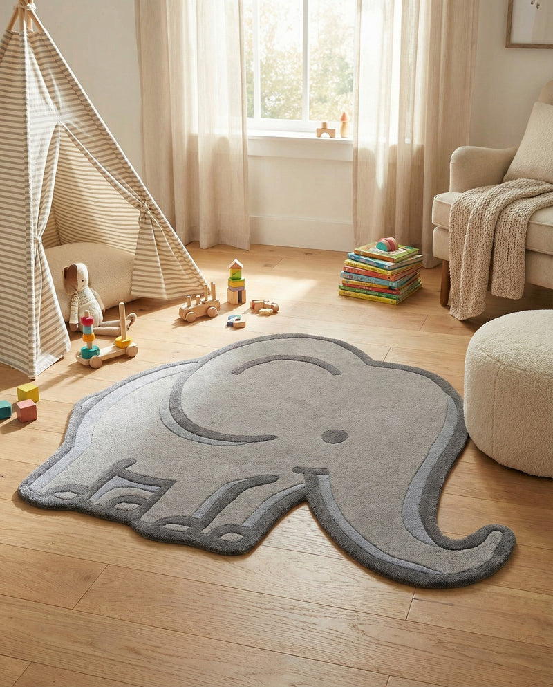 Whimsy Wonders Wool Collection Area Rug -  Prairie Rectangle Gray  lifestyle 5