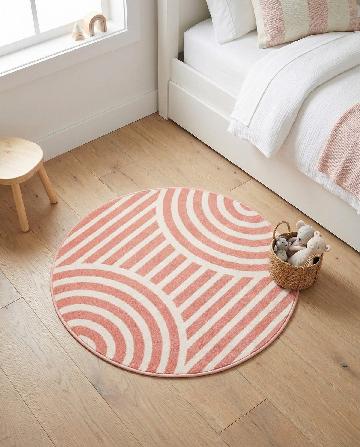 Wonder Tykes Collection Area Rug -  Joydale Round Soft Coral Pink  lifestyle 206