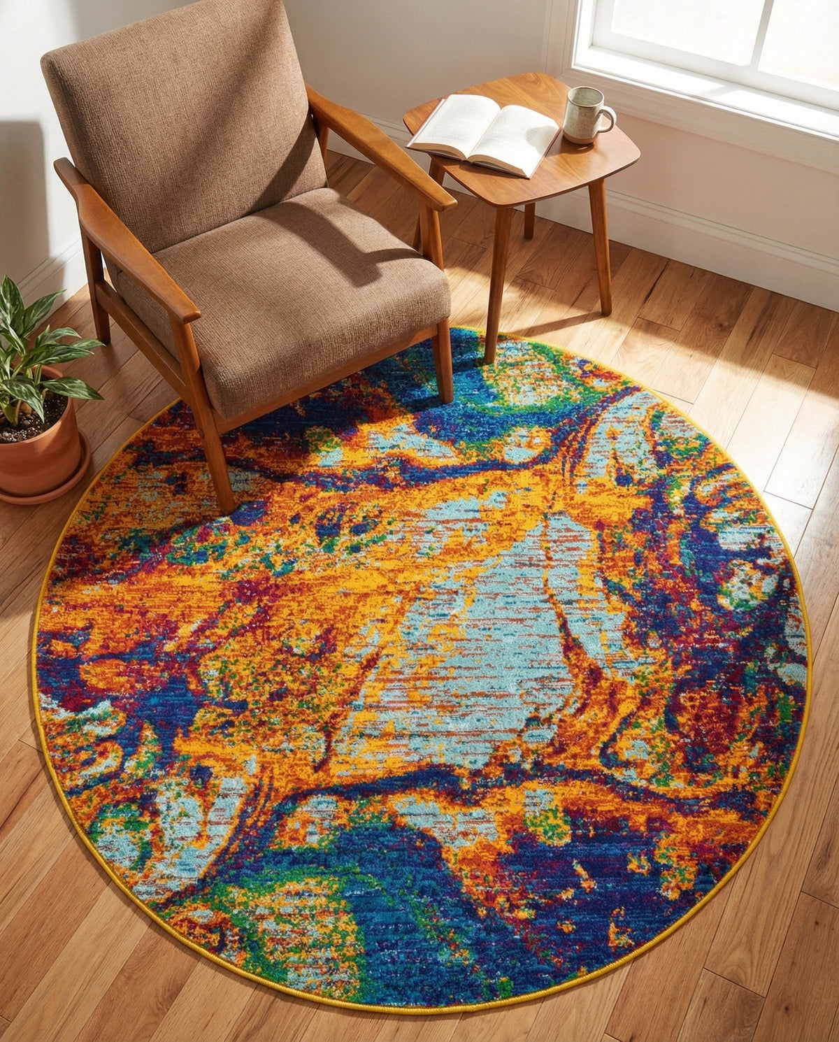 Caribbean Cove Collection Area Rug -  Bequia Round Multi  lifestyle 89