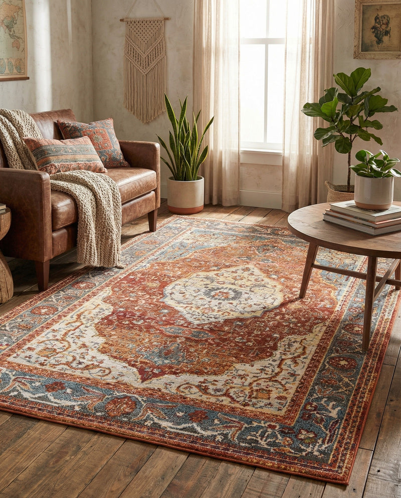 Caribbean Breeze Collection Area Rug -  Vieques Rectangle Rust Red  lifestyle 32