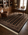 Samarkand Elegance Collection Area Rug -  Margilan (Black) Rectangle Black  lifestyle 22