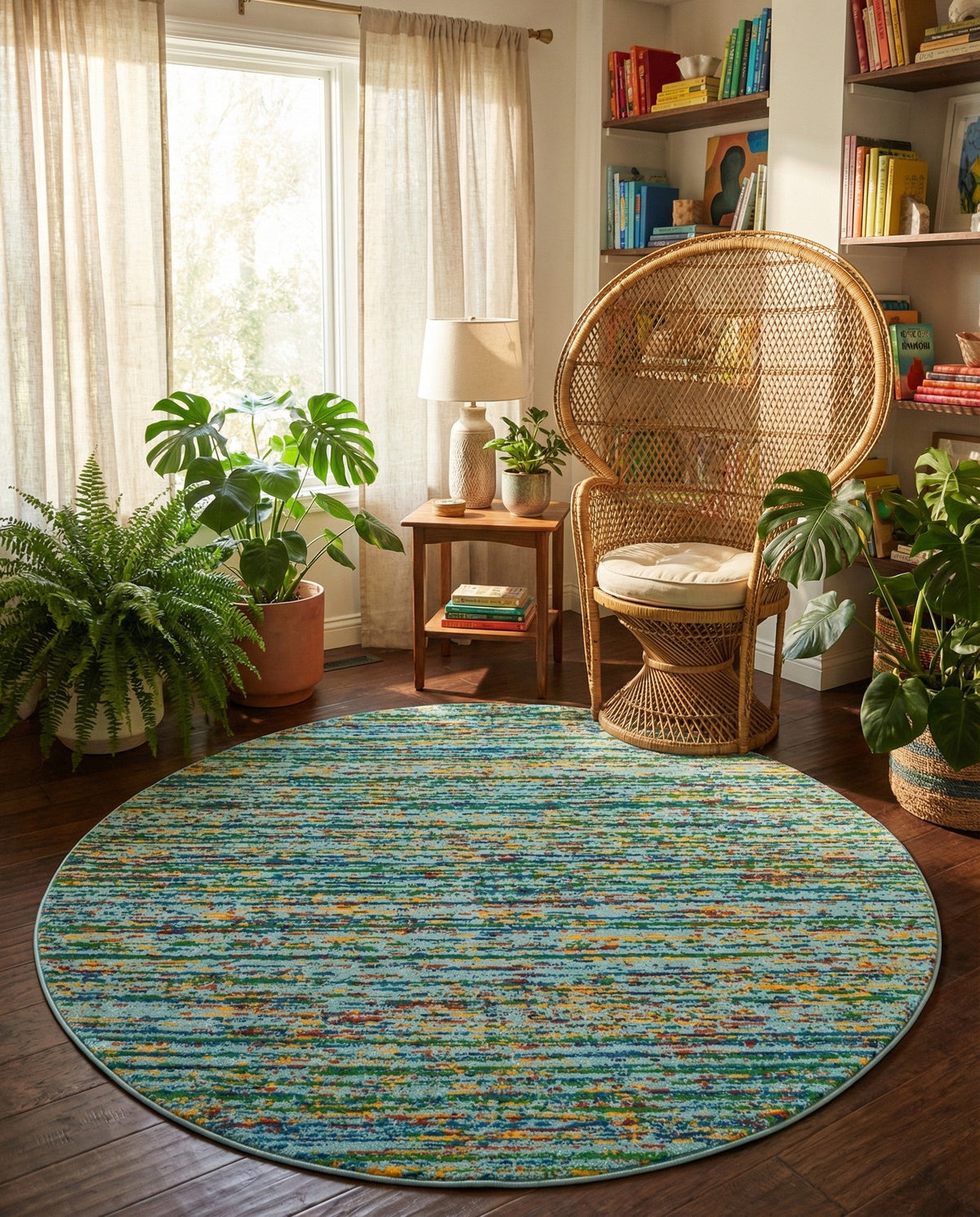 Caribbean Cove Collection Area Rug -  Lucia Round Aqua  lifestyle 137