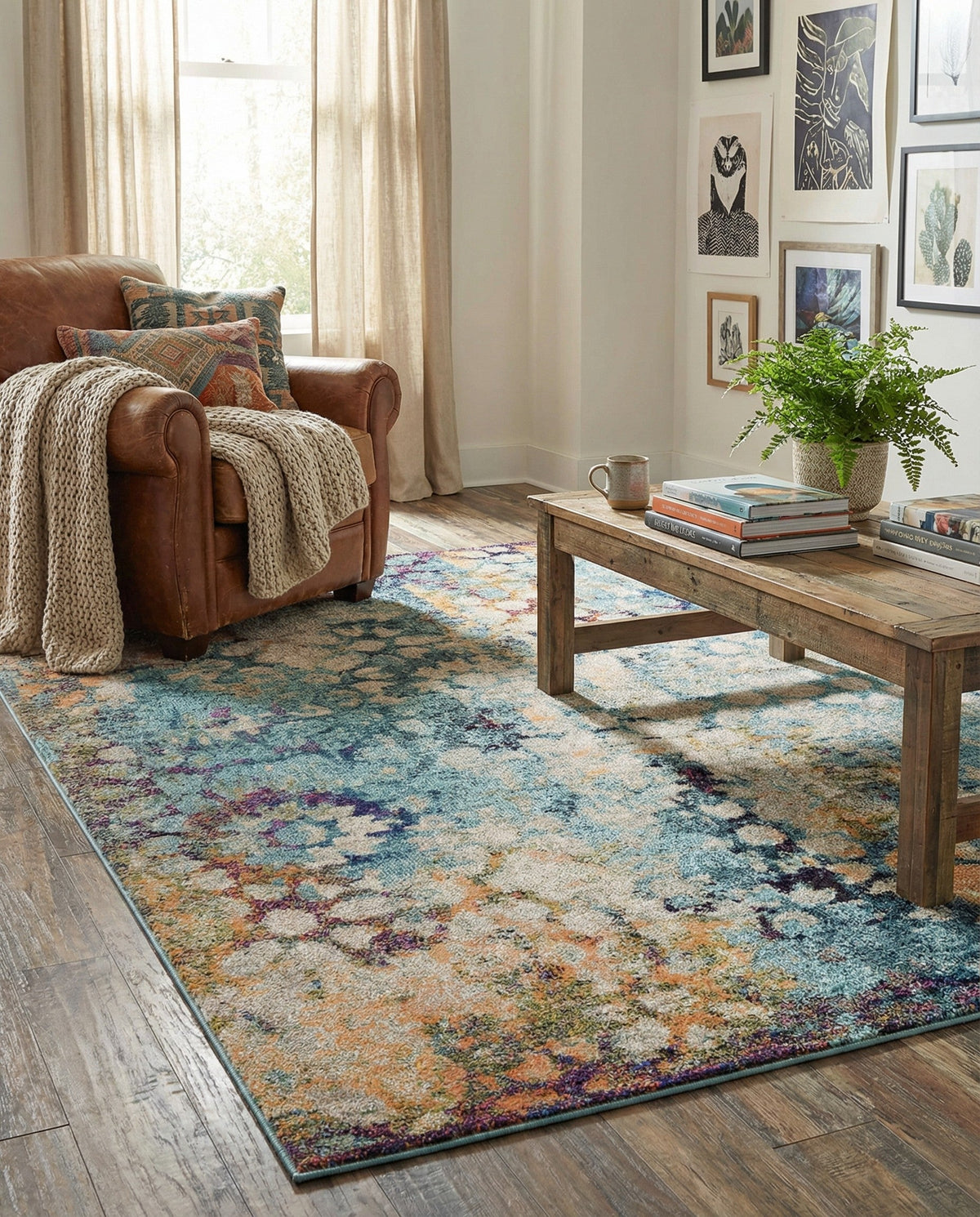 Venetian Tapestry Collection Area Rug - Murano Rectangle Blue  lifestyle 39