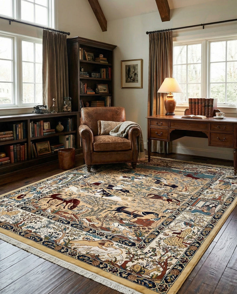 Persian Elegance Collection Area Rug -  Tabriz Rectangle Tan  lifestyle 14