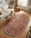 Seville Stripes Collection Area Rug -  Malaga (Brick Red) Oval Brick Red  lifestyle 78