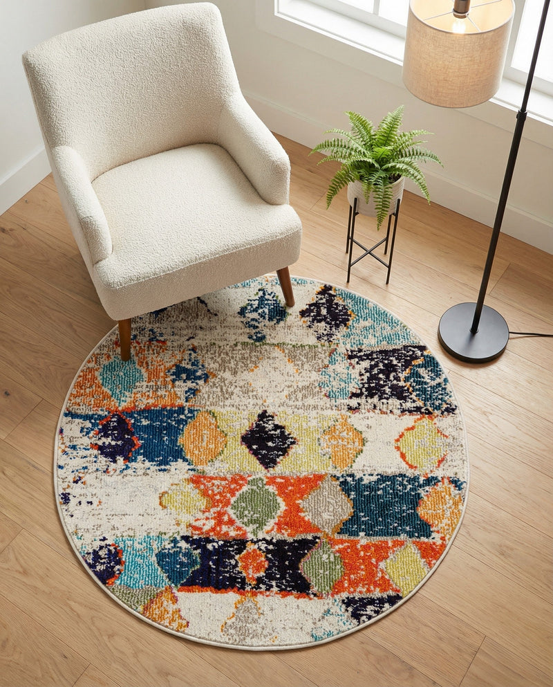 Colorburst Oasis Collection Area Rug -  Marina Round Ivory  lifestyle 78