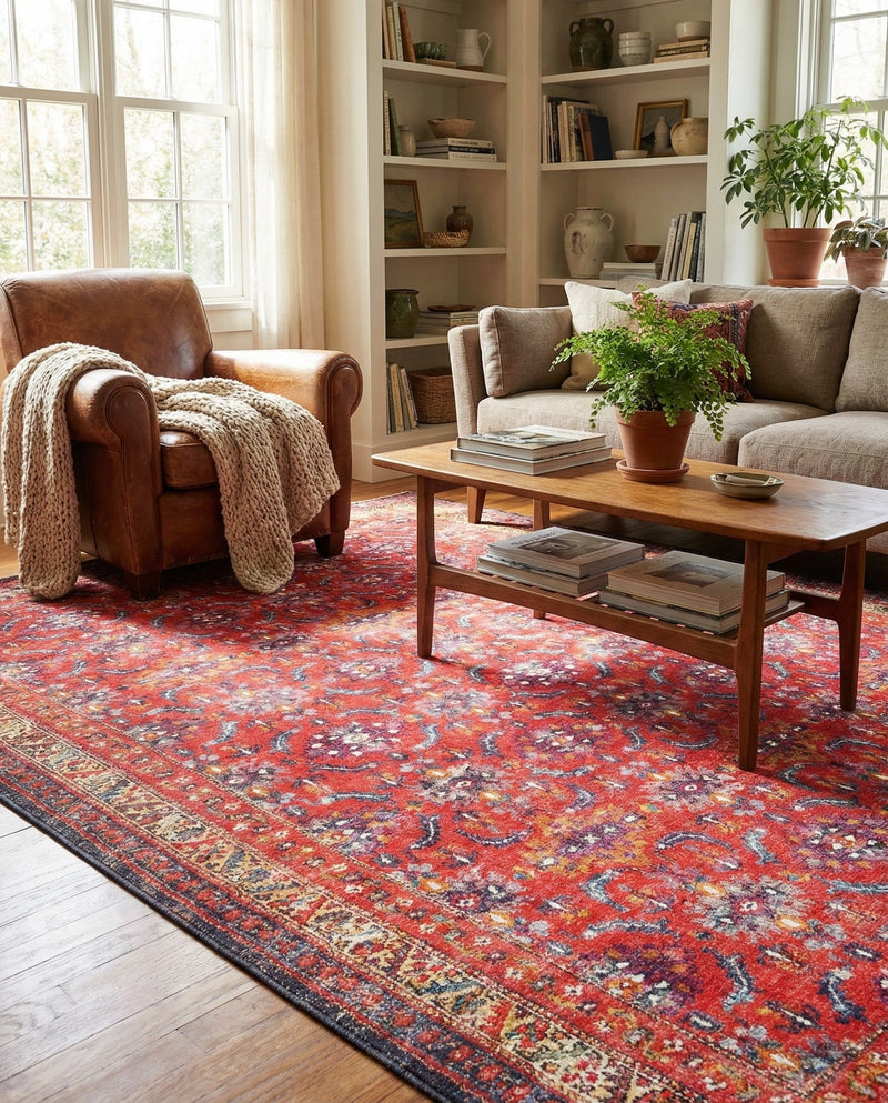 Heritage Elegance Collection Area Rug -  Fontainebleau Rectangle Red  lifestyle 8