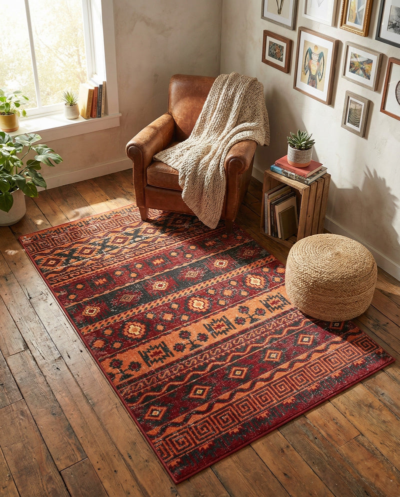 Geneva Terrace Collection Area Rug - Montreux Rectangle Rust Red  lifestyle 21