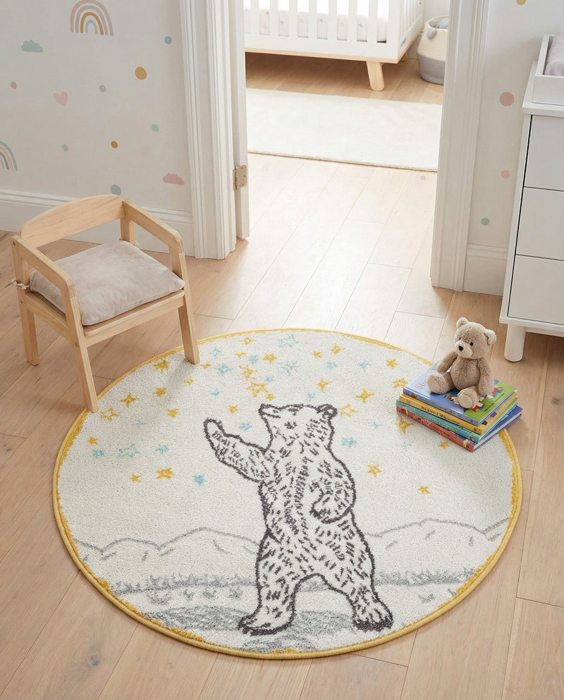 Wonder Tykes Collection Area Rug -  Pixie Round Ivory and Gray  lifestyle 35