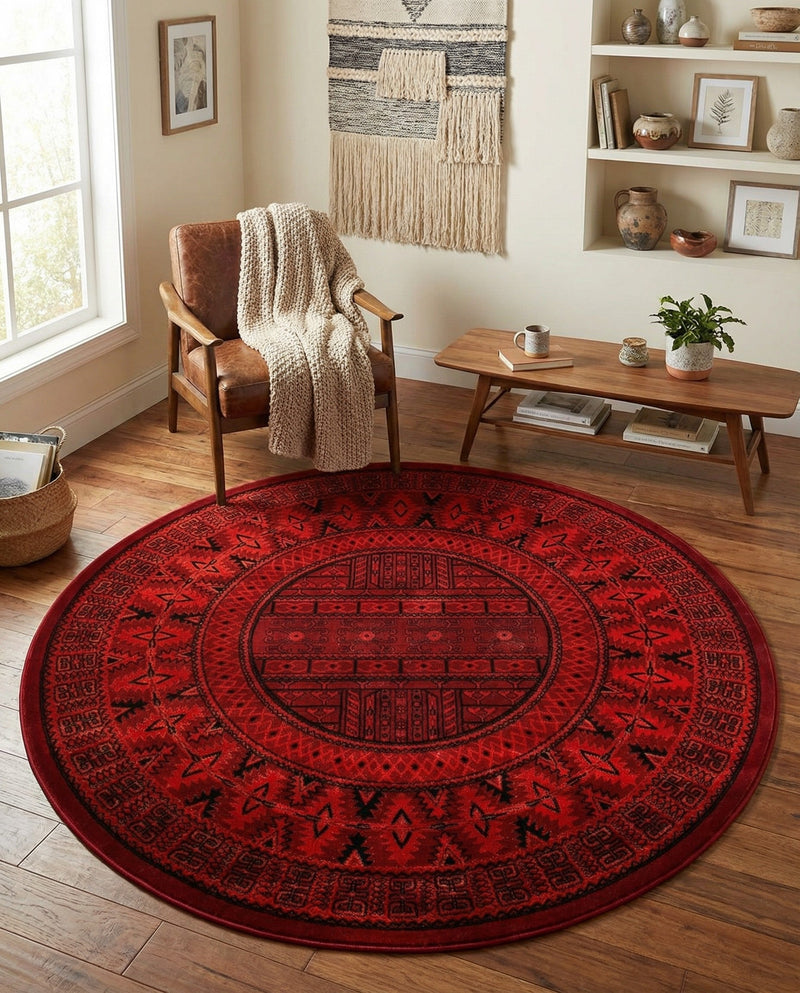 Samarkand Elegance Collection Area Rug -  Ark Round Red  lifestyle 66