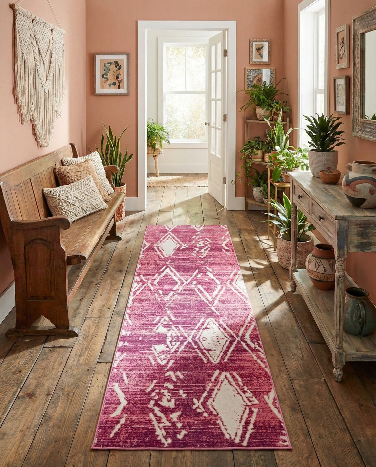 Metro Heights Collection Area Rug -  Madison Runner Pink  lifestyle 146