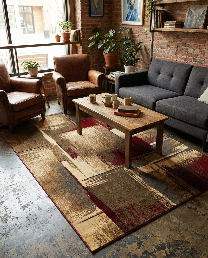Bistro Lounge Collection Area Rug -  Doppio Rectangle Multi  lifestyle 11