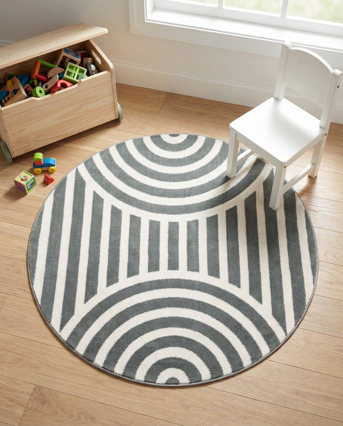 Wonder Tykes Collection Area Rug -  Joydale Round Gray and Silver  lifestyle 182