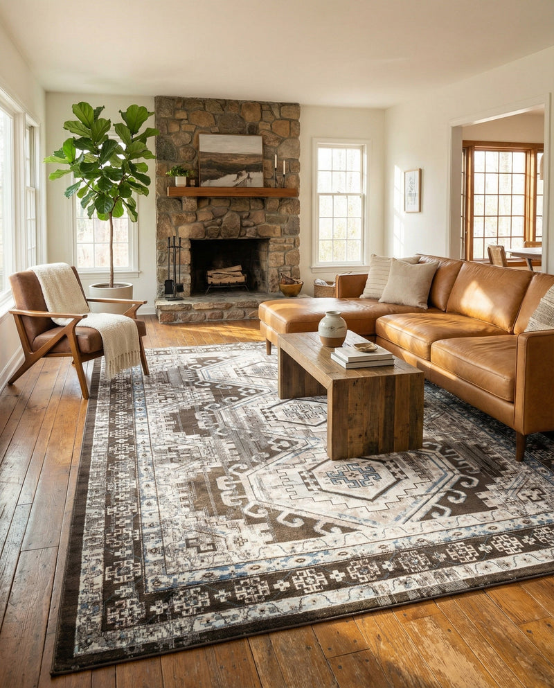 Savannah Elegance Collection Area Rug -  Tybee (Gray) Rectangle Gray  lifestyle 26