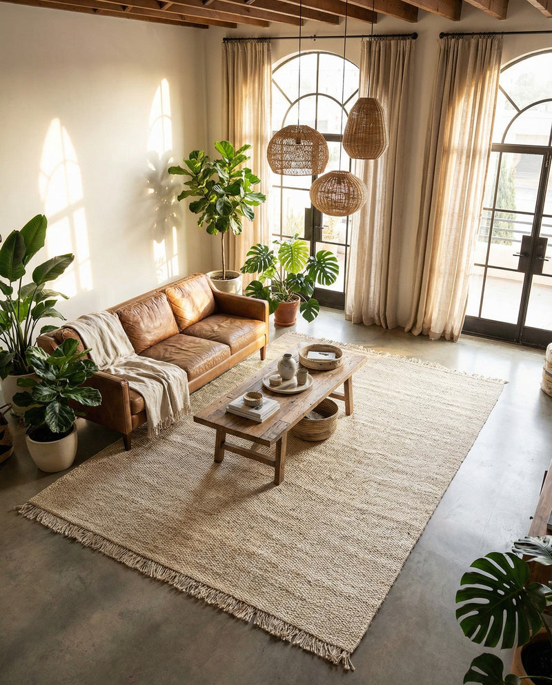 Savannah Jute Collection Area Rug - Seashore Rectangle Ivory  lifestyle 47
