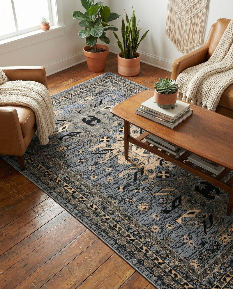 Tabriz Tapestries Collection Area Rug - Azerbaijan (Gray) Rectangle Gray  lifestyle 26