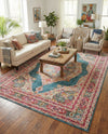 Caribbean Breeze Collection Area Rug -  Windward Rectangle Turquoise  lifestyle 24