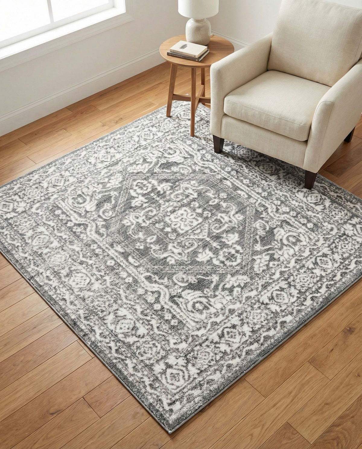 Charleston Elegance Collection Area Rug - Harborview Square Gray  lifestyle 183