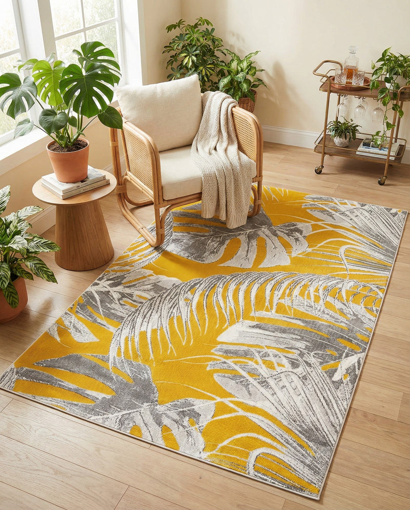 Meadow Breeze Collection Area Rug -  Clover Rectangle Yellow  lifestyle 27