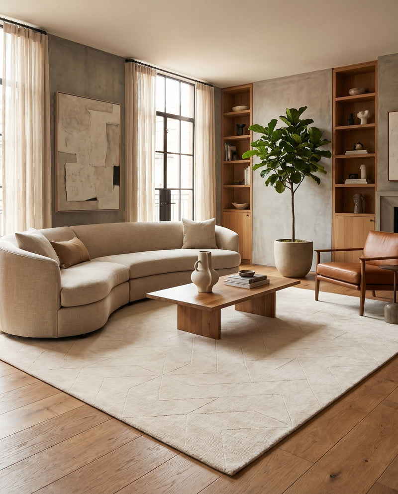 Nordic Loom Geometric Collection Area Rug - Oslo Rectangle Pearl Ivory  lifestyle 8