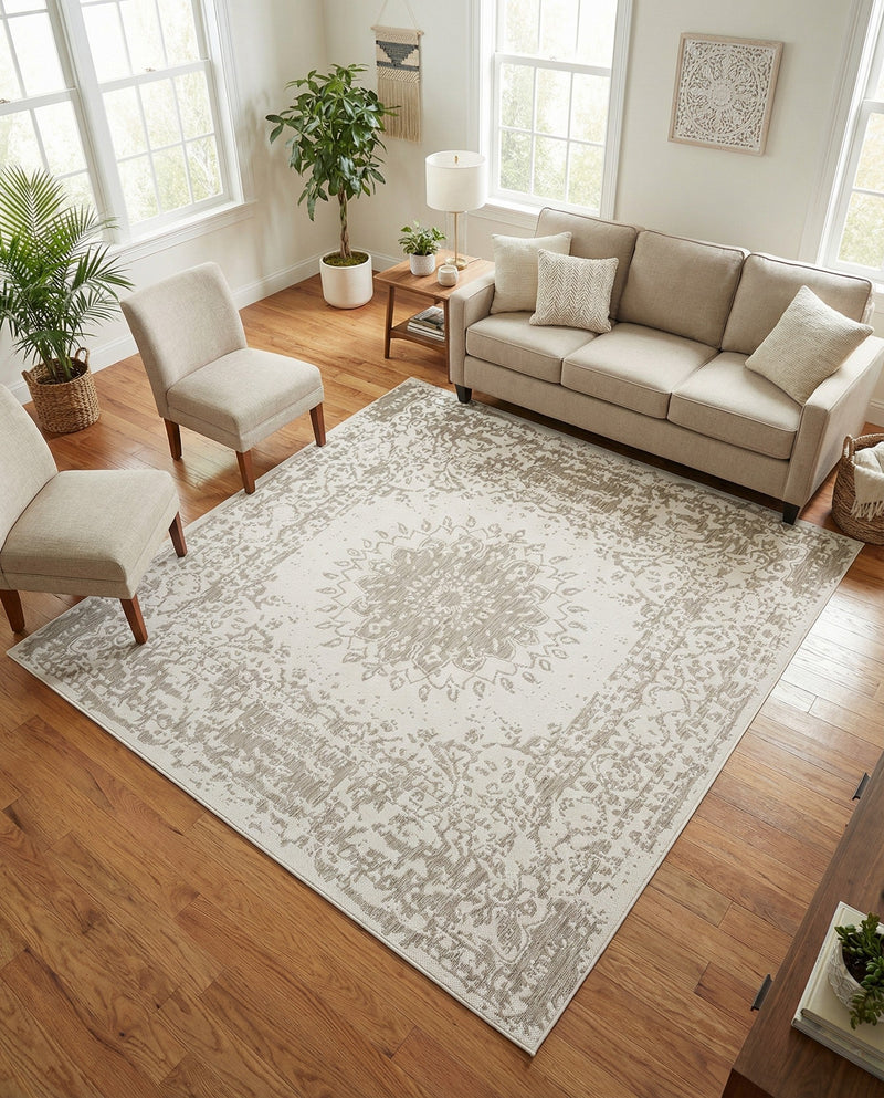 Patio Heritage Collection Area Rug -  Lafayette (Gray) Square Gray  lifestyle 61