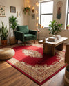 Tabriz Tapestry Collection Area Rug - Azerbaijan (Burgundy) Rectangle Burgundy  lifestyle 23