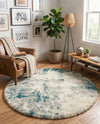 Cozy Haven Shag Collection Area Rug -  Tranquility (Sage Green) Round Sage Green  lifestyle 34
