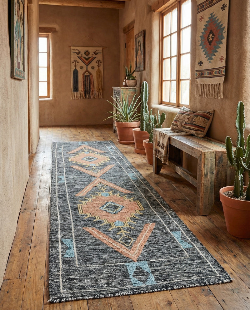 Caspian Wool Collection Area Rug - Ephesus Runner Charcoal Gray  lifestyle 47