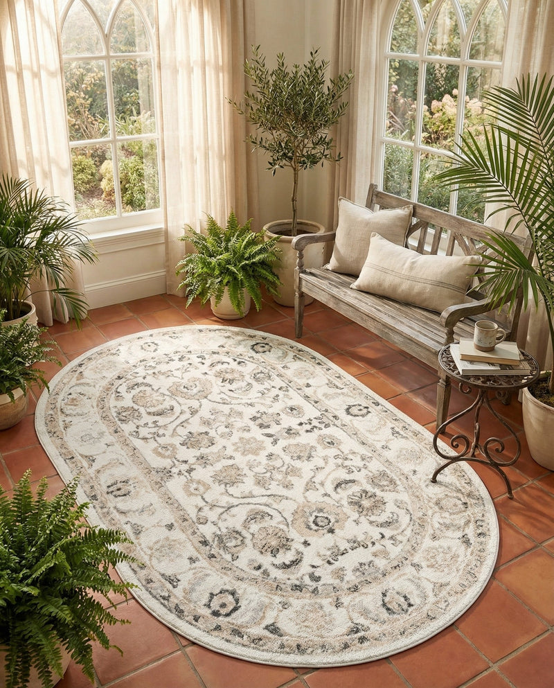 Adriana Terrace Collection Area Rug -  Positano (Ivory) Oval Ivory  lifestyle 19