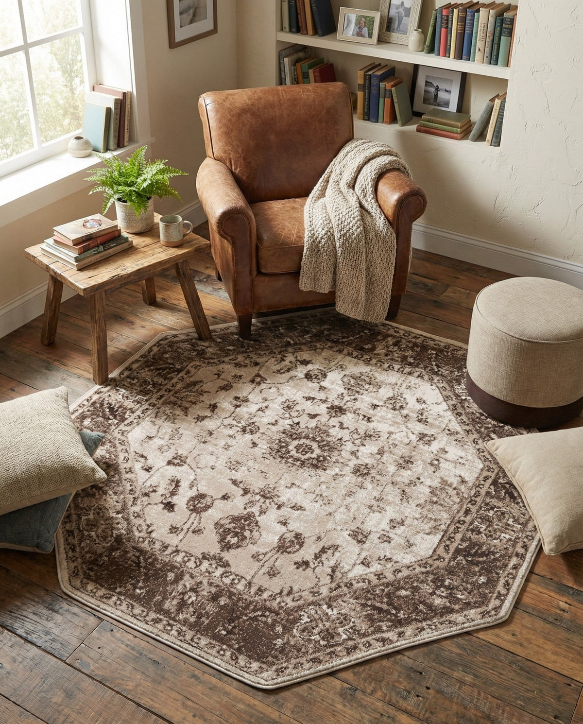 Andes Summit Collection Area Rug -  Aconcagua Octagon Cream  lifestyle 99