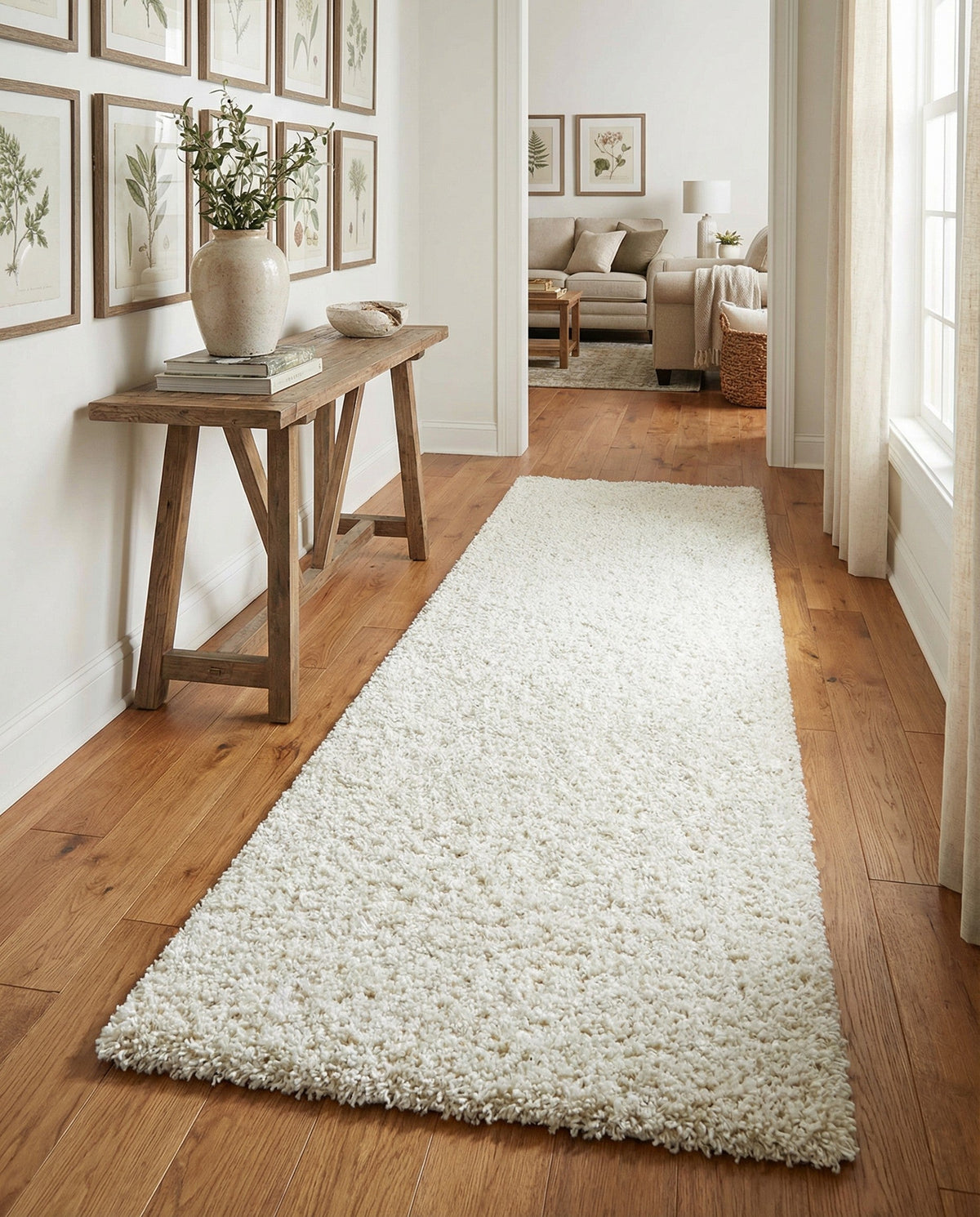 Cozy Comfort Shag Collection Area Rug - Haven (White) Runner White  lifestyle 91