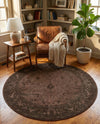 Horizon Collection Area Rug -  Apex (Brown) Round Brown  lifestyle 50