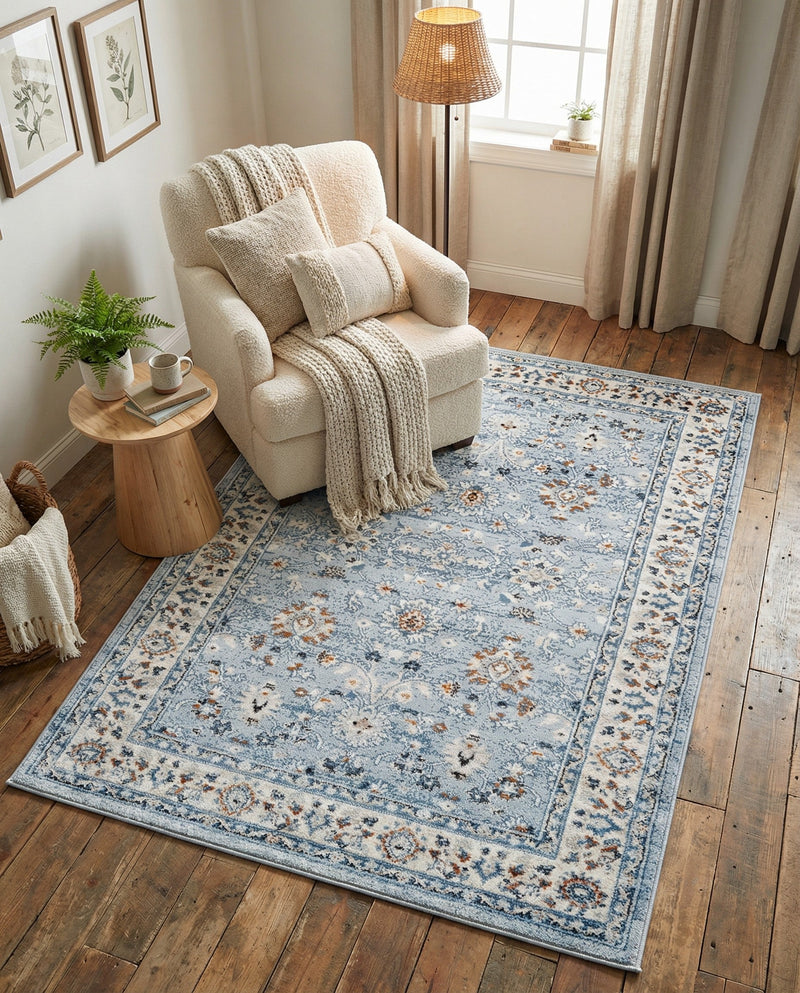 Savannah Elegance Collection Area Rug - Augusta (Aqua Blue) Rectangle Aqua Blue  lifestyle 4