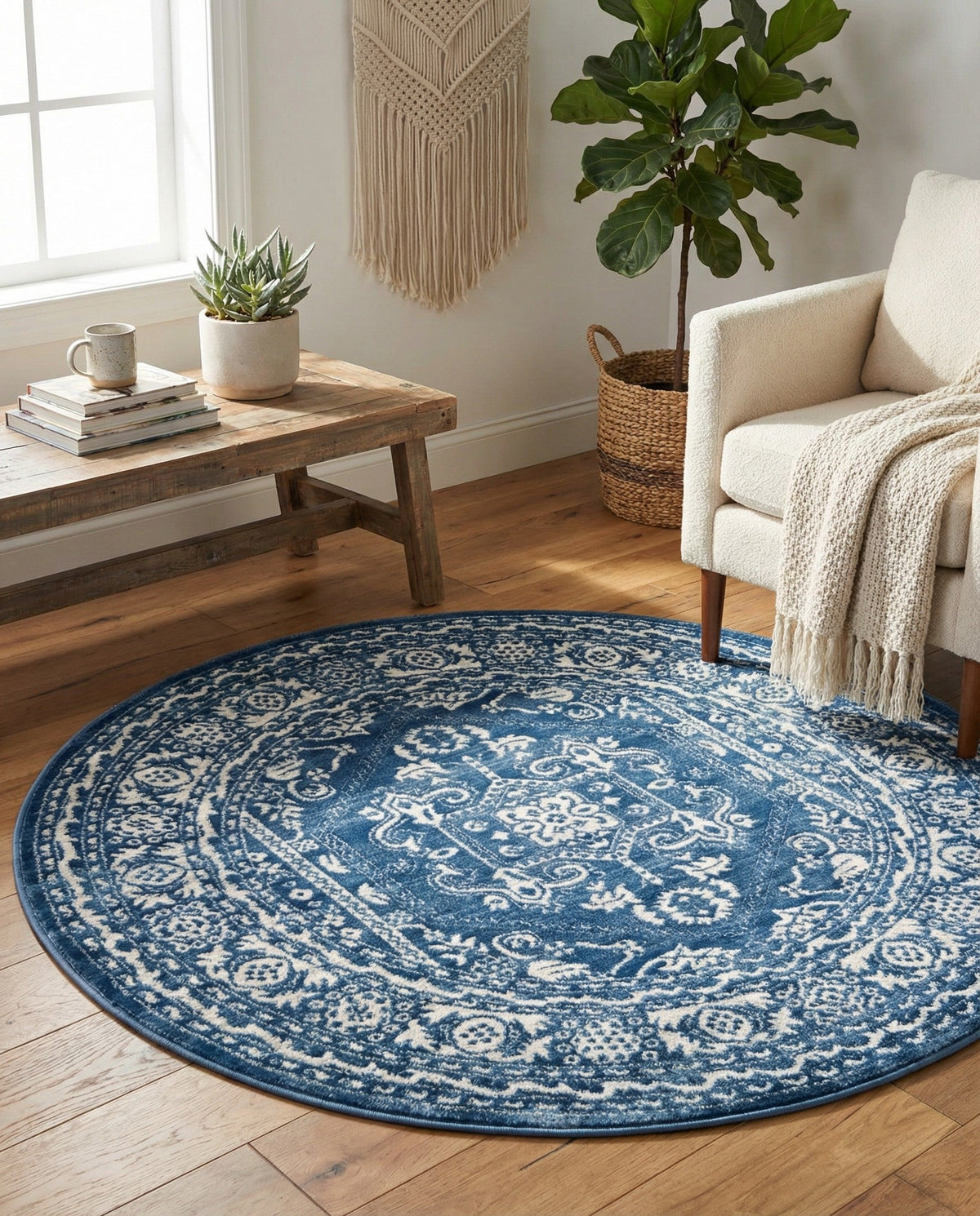 Charleston Elegance Collection Area Rug - Harborview Round Blue  lifestyle 174